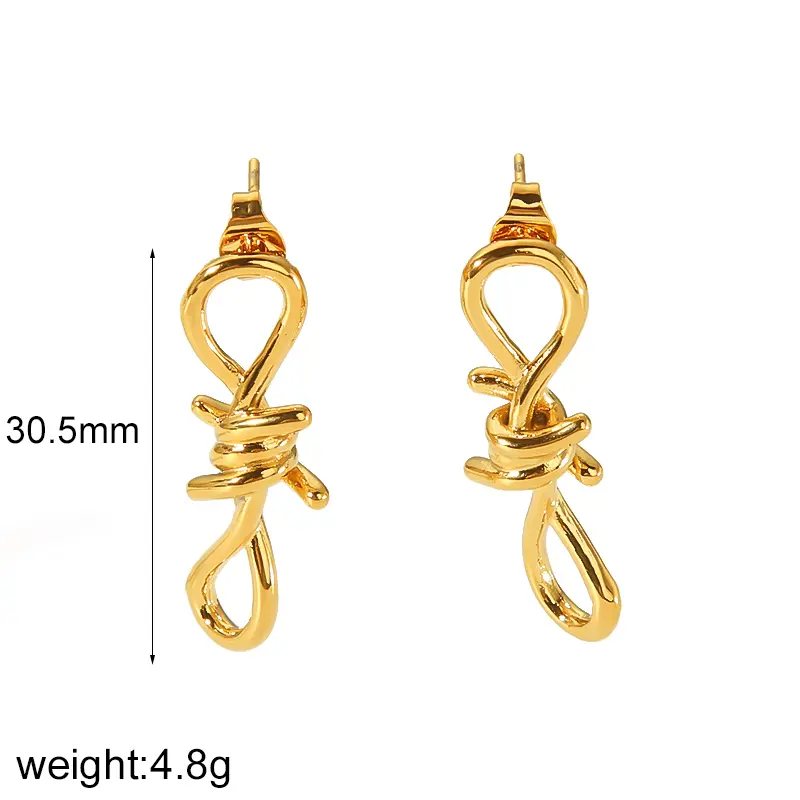 1 Pair Simple Niche Style Twist Knot Shape Stainless Steel 18K Gold Plated Women's Stud Earrings h5 Picture2